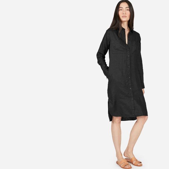 EVERLANE the linen shirt dress long tunic button down - Picture 2 of 6